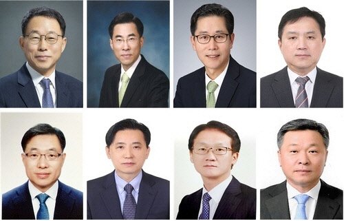 사진 윗줄 왼쪽부터 인사혁신처장에 김우호 인사혁신처 차장, 과기부 1차관에 용홍택 과기부 연구개발정책실장, 과기부 2차관에 조경식 청와대 디지털혁신비서관, 통일부 차관에 최영준 통일부 통일정책실장이 내정됐다. 사진 아랫줄 왼쪽부터 국토교통부 2차관에 황성규 국토부 대도시권광역교통위원회 상임위원, 관세청장에 임재현 기획재정부 세제실장, 병무청장에 정석환 국방부 국방정책실장, 산림청장에 최병암 산림청 차장이 내정됐다. <청와대 제공>